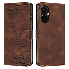 Leather Case Stands Flip Cover Holder Y04X for OnePlus Nord CE 3 5G Brown