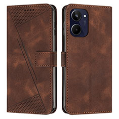 Leather Case Stands Flip Cover Holder Y04X for Realme 10 4G Brown