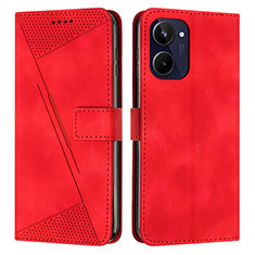 Leather Case Stands Flip Cover Holder Y04X for Realme 10 4G Red