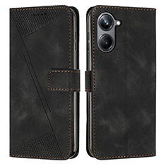 Leather Case Stands Flip Cover Holder Y04X for Realme 10 Pro 5G Black
