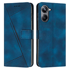 Leather Case Stands Flip Cover Holder Y04X for Realme 10 Pro 5G Blue