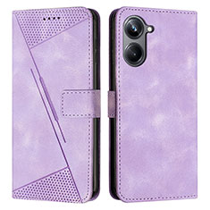 Leather Case Stands Flip Cover Holder Y04X for Realme 10 Pro 5G Purple
