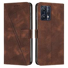 Leather Case Stands Flip Cover Holder Y04X for Realme V25 5G Brown