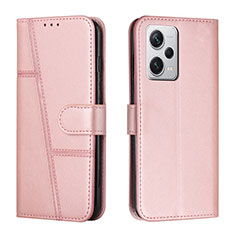 Leather Case Stands Flip Cover Holder Y04X for Xiaomi Redmi Note 12 Pro+ Plus 5G Rose Gold