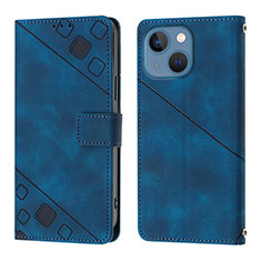 Leather Case Stands Flip Cover Holder Y05B for Apple iPhone 13 Blue