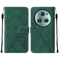 Leather Case Stands Flip Cover Holder Y05B for Huawei Honor Magic5 Pro 5G Green