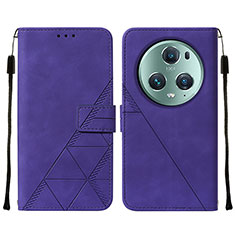 Leather Case Stands Flip Cover Holder Y05B for Huawei Honor Magic5 Pro 5G Purple