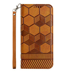 Leather Case Stands Flip Cover Holder Y05B for Samsung Galaxy M02s Light Brown