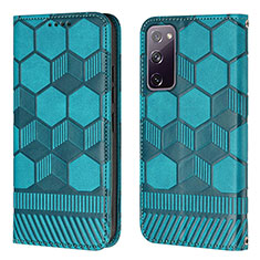 Leather Case Stands Flip Cover Holder Y05B for Samsung Galaxy S20 FE (2022) 5G Cyan