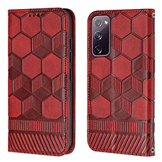 Leather Case Stands Flip Cover Holder Y05B for Samsung Galaxy S20 FE (2022) 5G Red