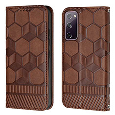Leather Case Stands Flip Cover Holder Y05B for Samsung Galaxy S20 Lite 5G Brown