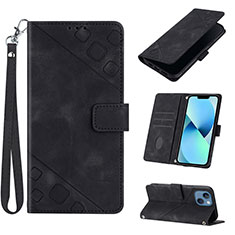 Leather Case Stands Flip Cover Holder Y06B for Apple iPhone 14 Black