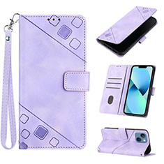 Leather Case Stands Flip Cover Holder Y06B for Apple iPhone 14 Purple