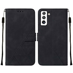 Leather Case Stands Flip Cover Holder Y07B for Samsung Galaxy S21 5G Black