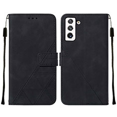 Leather Case Stands Flip Cover Holder Y07B for Samsung Galaxy S21 Plus 5G Black
