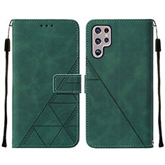 Leather Case Stands Flip Cover Holder Y07B for Samsung Galaxy S21 Ultra 5G Green