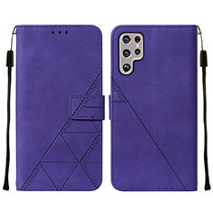 Leather Case Stands Flip Cover Holder Y07B for Samsung Galaxy S22 Ultra 5G Purple
