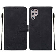 Leather Case Stands Flip Cover Holder Y07B for Samsung Galaxy S23 Ultra 5G Black