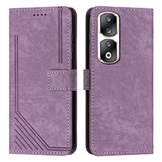 Leather Case Stands Flip Cover Holder Y07X for Huawei Honor 90 Pro 5G Purple