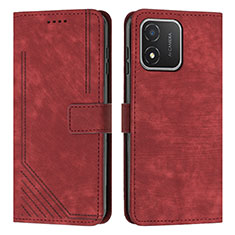 Leather Case Stands Flip Cover Holder Y07X for Huawei Honor X5 Red
