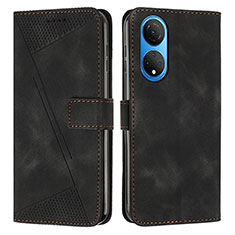 Leather Case Stands Flip Cover Holder Y07X for Huawei Honor X7 Black