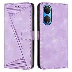 Leather Case Stands Flip Cover Holder Y07X for Huawei Honor X7 Purple