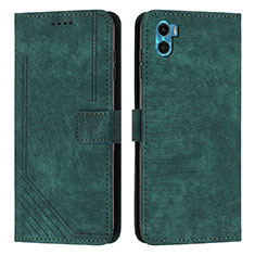 Leather Case Stands Flip Cover Holder Y07X for Motorola Moto E22S Green