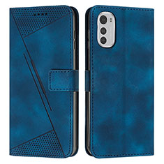 Leather Case Stands Flip Cover Holder Y07X for Motorola Moto E32 Blue