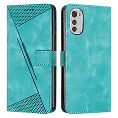 Leather Case Stands Flip Cover Holder Y07X for Motorola Moto E32 Green