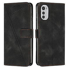 Leather Case Stands Flip Cover Holder Y07X for Motorola Moto E32s Black
