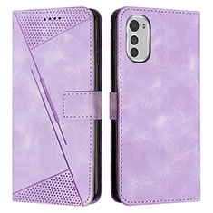 Leather Case Stands Flip Cover Holder Y07X for Motorola Moto E32s Purple