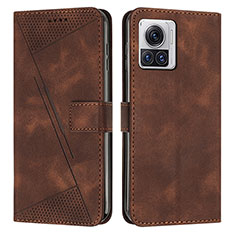 Leather Case Stands Flip Cover Holder Y07X for Motorola Moto Edge 30 Ultra 5G Brown