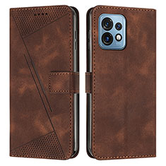 Leather Case Stands Flip Cover Holder Y07X for Motorola Moto Edge Plus (2023) 5G Brown