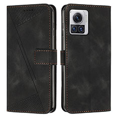 Leather Case Stands Flip Cover Holder Y07X for Motorola Moto Edge X30 Pro 5G Black