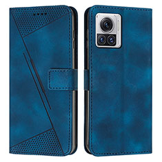 Leather Case Stands Flip Cover Holder Y07X for Motorola Moto Edge X30 Pro 5G Blue