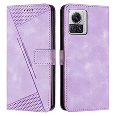 Leather Case Stands Flip Cover Holder Y07X for Motorola Moto Edge X30 Pro 5G Purple