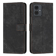 Leather Case Stands Flip Cover Holder Y07X for Motorola Moto G14 Black