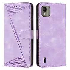 Leather Case Stands Flip Cover Holder Y07X for Nokia C110 Purple