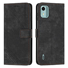 Leather Case Stands Flip Cover Holder Y07X for Nokia C12 Black