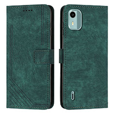 Leather Case Stands Flip Cover Holder Y07X for Nokia C12 Green