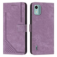 Leather Case Stands Flip Cover Holder Y07X for Nokia C12 Purple