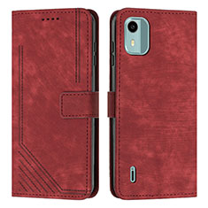 Leather Case Stands Flip Cover Holder Y07X for Nokia C12 Red