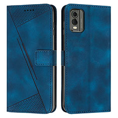 Leather Case Stands Flip Cover Holder Y07X for Nokia C210 Blue