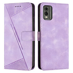 Leather Case Stands Flip Cover Holder Y07X for Nokia C210 Purple