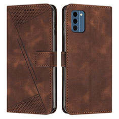 Leather Case Stands Flip Cover Holder Y07X for Nokia C300 Brown