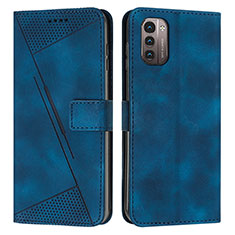 Leather Case Stands Flip Cover Holder Y07X for Nokia G11 Blue