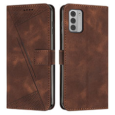 Leather Case Stands Flip Cover Holder Y07X for Nokia G310 5G Brown