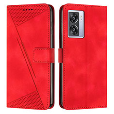 Leather Case Stands Flip Cover Holder Y07X for OnePlus Nord N300 5G Red
