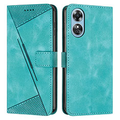Leather Case Stands Flip Cover Holder Y07X for Oppo A17 Green