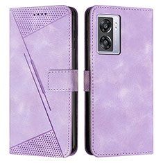 Leather Case Stands Flip Cover Holder Y07X for Oppo A57 5G Purple